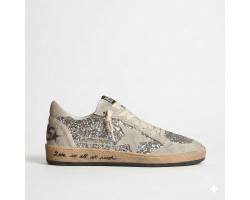 Ball-Star in Silver Glitter With Ice-gray Suede Inserts