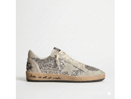 Ball-Star in Silver Glitter With Ice-gray Suede Inserts