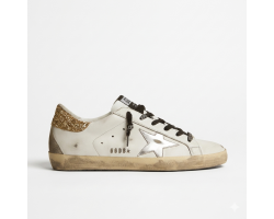 Super Star Donna Bianche in Pelle Con Talloncino Glitter