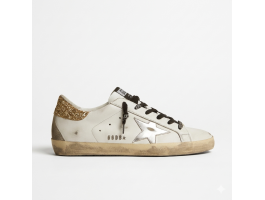 Super Star Donna Bianche in Pelle Con Talloncino Glitter