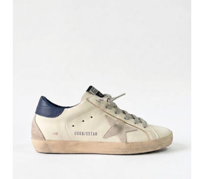 Golden Goose Super-Star With Suede Star and Blue Heel Tab
