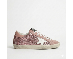 Super-Star in Silver Glitter With Leather Star and Heel Tab