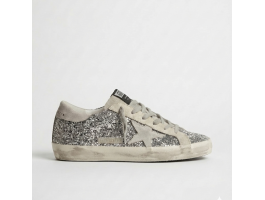 Super-Star in Silver Glitter With Ice-Gray Suede
