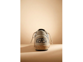 Ball-Star in Silver Glitter With Ice-gray Suede Inserts