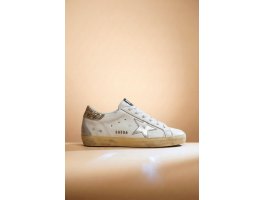 Super Star Donna Bianche in Pelle Con Talloncino Glitter