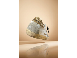 Super Star Donna Bianche in Pelle Con Talloncino Glitter