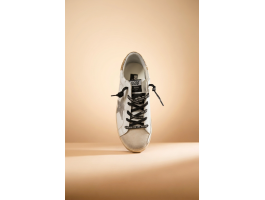 Super Star Donna Bianche in Pelle Con Talloncino Glitter