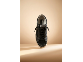 Super-Star In Black Nappa With Black Star And Glitter Heel Tab