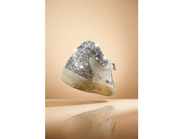 Super-Star Wmns White Silver Glitters