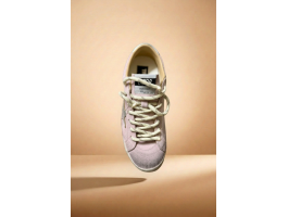 True-Star in Pastel Pink Suede With Silver Star and Heel Tab