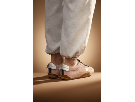 True-Star in Pastel Pink Suede With Silver Star and Heel Tab