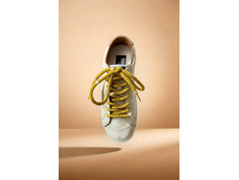 True-Star in White Nappa Leather With Gold Star and Beige Suede Heel Tab