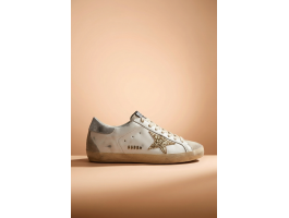 Super-Star With Gold Glitter Star and Ice-Gray Suede Inserts