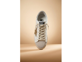 Super-Star With Gold Glitter Star and Ice-Gray Suede Inserts