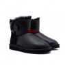 Угги Мини с Пуговицей Обливные Черные